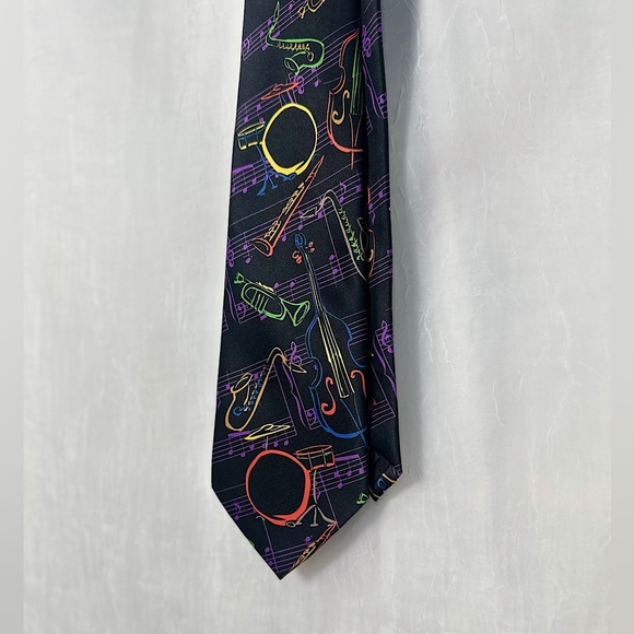 Three Rocker Necktie Company Music Band Instruments All Over Printed Mens Tie - Picture 12 of 17